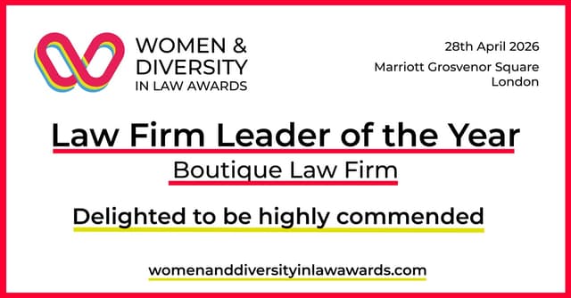 2026 Women & Diversity in Law Awards Highly Commended, Law Firm Leader of the Year (Boutique)